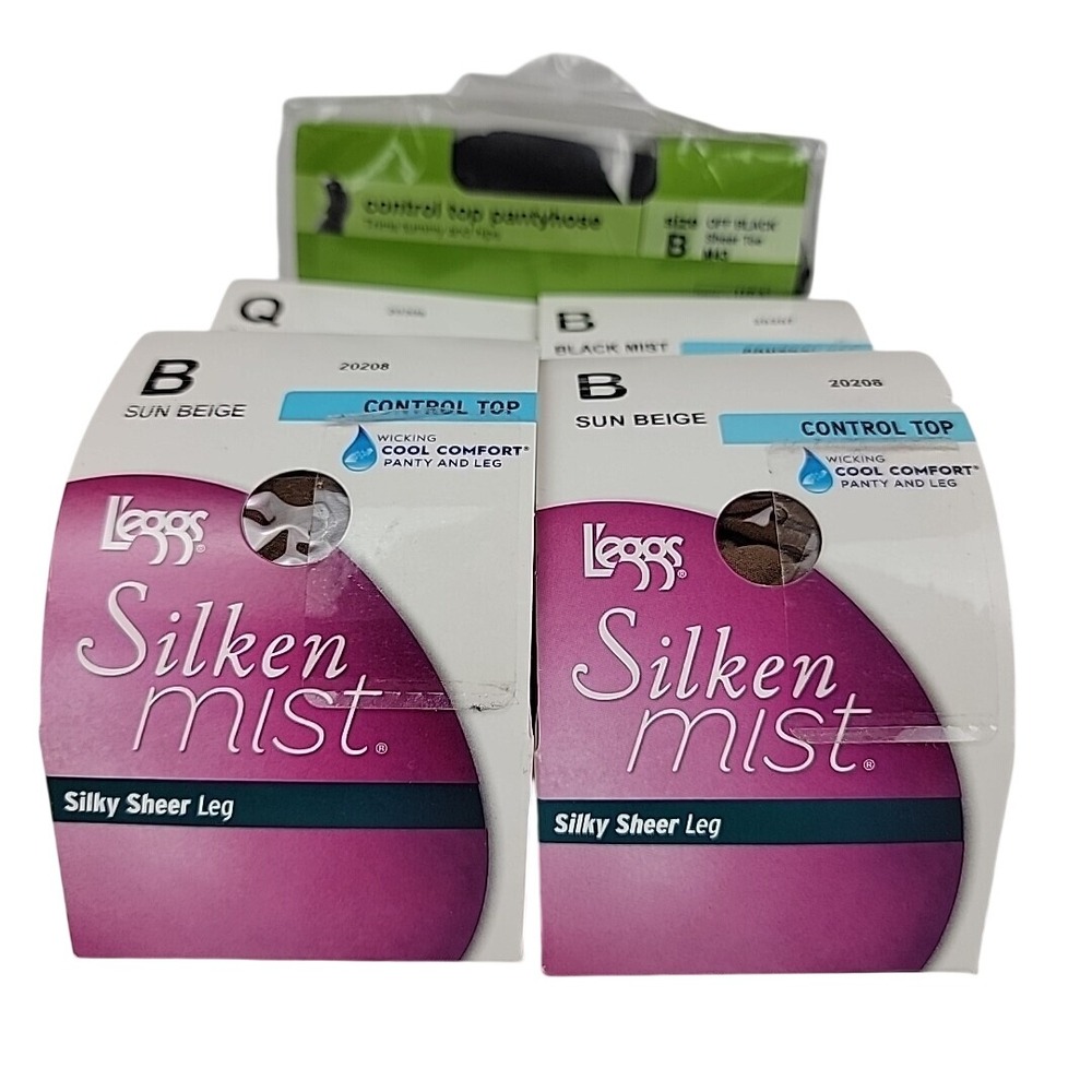 NEW L'eggs Silken Mist Control Top Bundle of (5) Pantyhose Stockings Size B